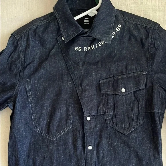 G-Star Dark Denim Slim Fit Very Rare Shirt Medium Like New - Picture 2 of 8